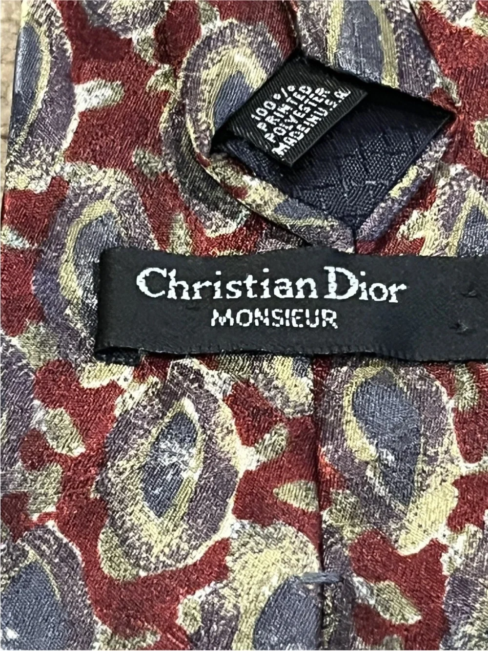 Christian Dior Monsieur Mens Tie - Burgundy and Blue Geometric Tie - classic tie